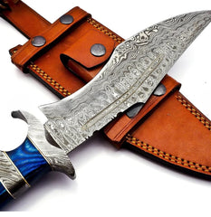 Blue Howl Damascus Tactical Bowie Knife