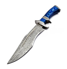 Blue Howl Damascus Tactical Bowie Knife