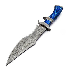 Blue Howl Damascus Tactical Bowie Knife