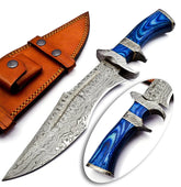 Blue Howl Damascus Tactical Bowie Knife