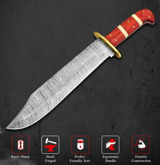 Crimson Valor Damascus Kukri Hunting Knife