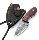 Damascus Steel EDC Neck Knife – 4.5″ Full Tang Survival Blade