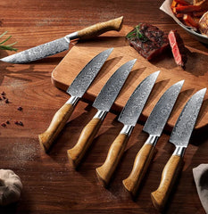 EmberCut 6-Piece Damascus Steak Knife Set