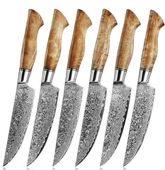 EmberCut 6-Piece Damascus Steak Knife Set