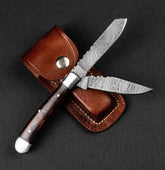 Falcon Damascus Steel 2-Blade Folding Pocket Knife