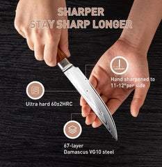 ForgeFeast Olive Damascus Steak Knife Set (4 Pc)