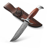 Forgefang Damascus Bowie – VG10 Core with Rosewood Grip