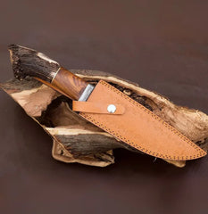 Frontier Damascus Steel Bowie Knife with Stag Horn Handle