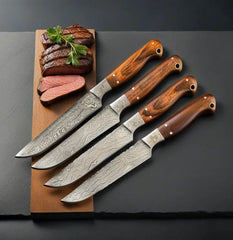 Ironroot Legacy Handmade Damascus Steak Knife – 5 Non-Serrated Full-Tang with Premium Wood Handle