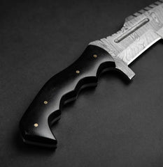 Kimura Handmade Damascus Steel Warrior Tanto Knife - Black Micarta