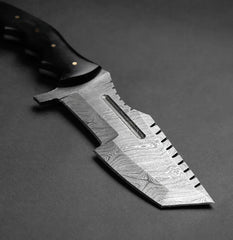 Kimura Handmade Damascus Steel Warrior Tanto Knife - Black Micarta