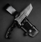 Kimura Handmade Damascus Steel Warrior Tanto Knife - Black Micarta