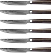 Kyodai 6-Piece Damascus Dining Knife Set – VG10 Core, Pakka Handle