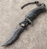 Legion Forge – Damascus Hunting Knife with Stained Maple Handle