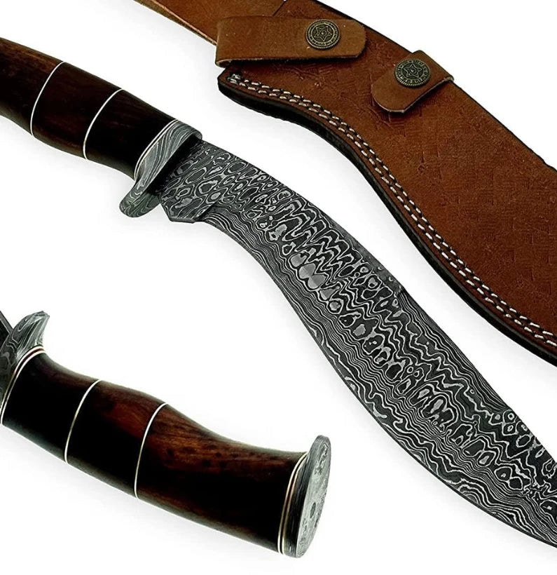 Midnight Viper – Damascus Kukri with Ebony Grip