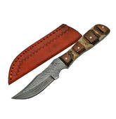 Mini Hunter 6.25″ Fixed Blade Knife Stag Bone and Wood Handle