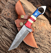 Sentinel Damascus Tanto Skinning Knife – Fixed Blade Tactical Hunting Knife with TX Handle