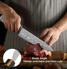 ShadowEdge Damascus Chef Knife – 8 VG10 Core with G10 & Wood Handle