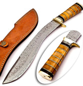 Solar Reign – Damascus Kukri with Camel Bone Handle