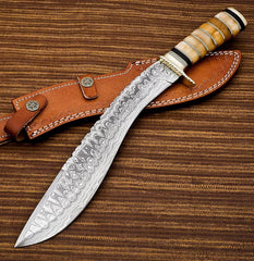 Solar Reign – Damascus Kukri with Camel Bone Handle