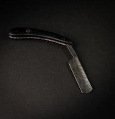 Throat Cutter Handmade Damascus Steel Straight Razor - Black Micarta