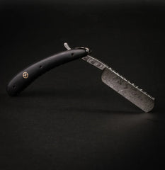 Throat Cutter Handmade Damascus Steel Straight Razor - Black Micarta
