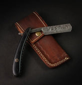 Throat Cutter Handmade Damascus Steel Straight Razor - Black Micarta