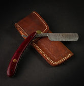 Throat Cutter Handmade Damascus Steel Straight Razor - Mahogany