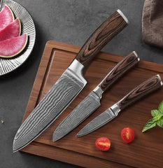 TimberEdge Precision Trio – VG10 Core Culinary Knife Set