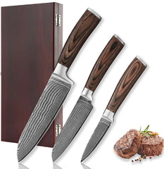 TimberEdge Precision Trio – VG10 Core Culinary Knife Set