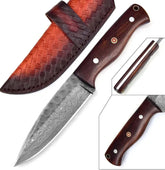 TimberSpire Edge – Damascus Bushcraft Skinner Knife