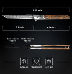 3.7″ Slim Folding Knife with Tanto Blade & Liner Lock
