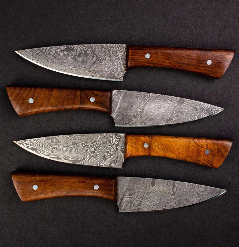 Cattleman Damascus Steel Steak Knives - Set of 4