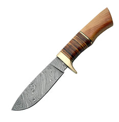 Artisan Fixed Blade Hunting Knife with Olive Wood Handle