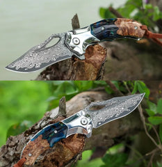 Aurora Edge VG10 Damascus Folding Knife – Resin Maple EDC Blade
