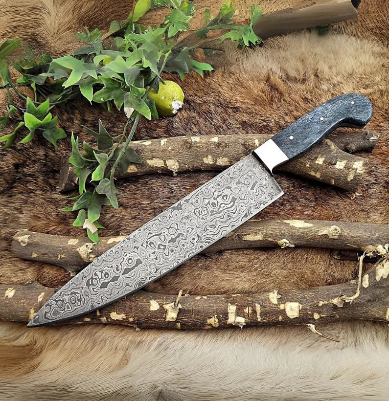 BlueRift Edge – Ripple Pattern Damascus Utility Blade