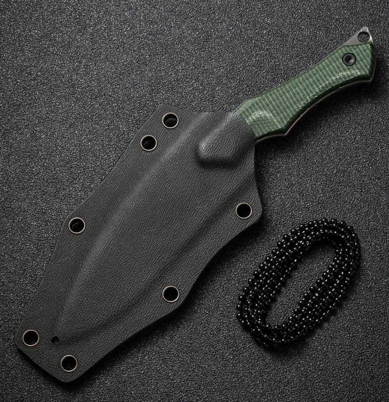 Damascus Green Micarta Mini Kukri Fixed Blade Knife