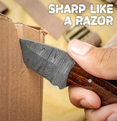Damascus Steel EDC Neck Knife – 4.5″ Full Tang Survival Blade