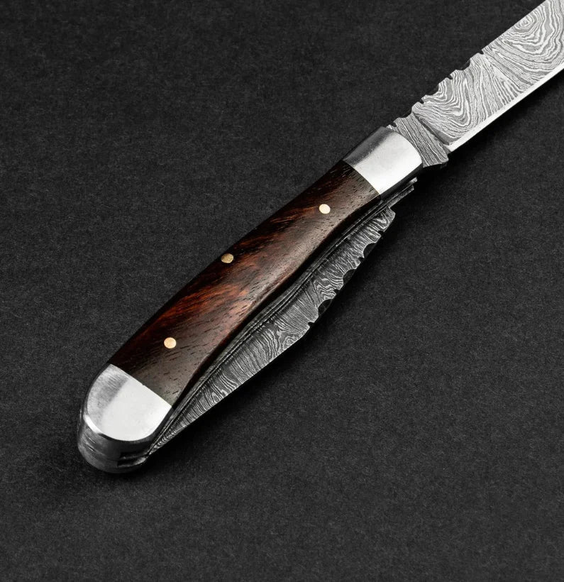 Falcon Damascus Steel 2-Blade Folding Pocket Knife