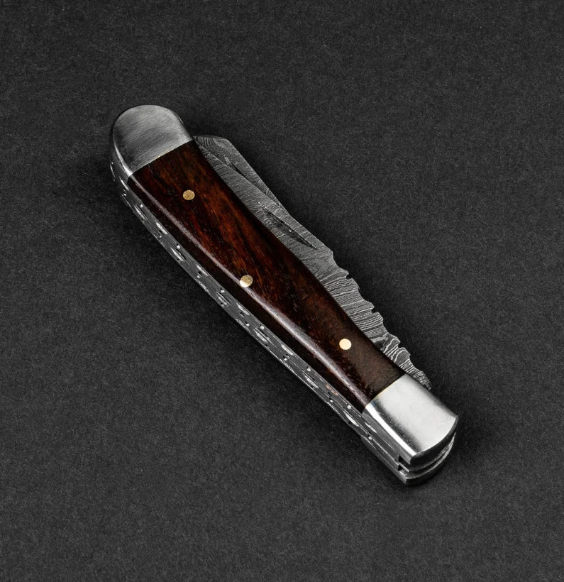 Falcon Damascus Steel 2-Blade Folding Pocket Knife