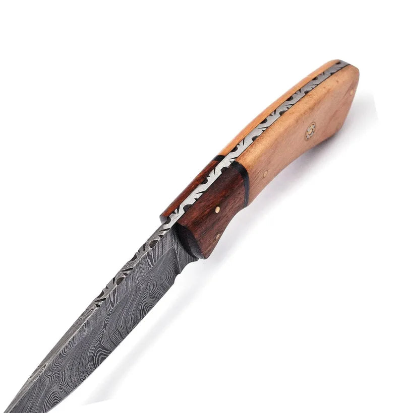 Fixed Blade Huntpro Skinning Knife with Olive & Rosewood Handle