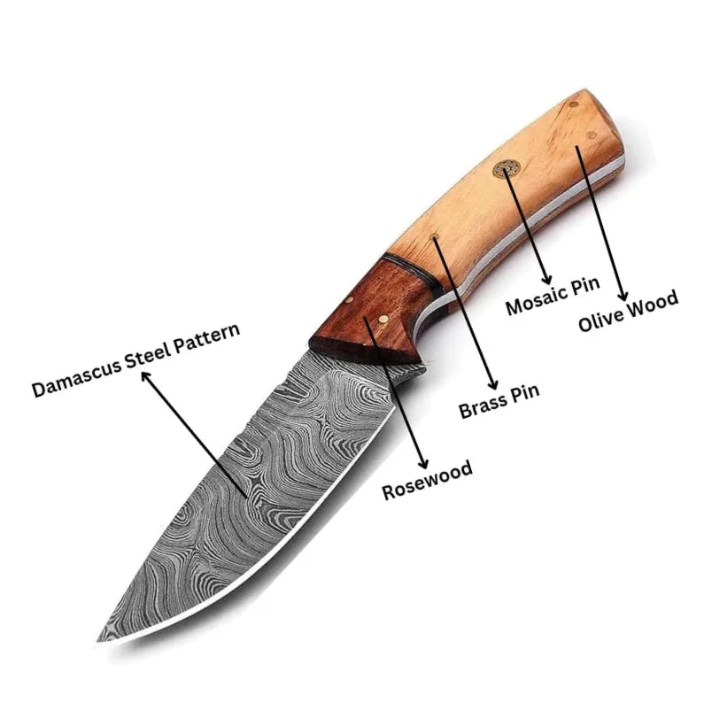 Fixed Blade Huntpro Skinning Knife with Olive & Rosewood Handle