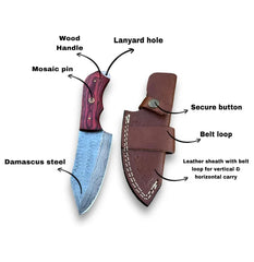 ForgeEdge 8″ Damascus Skinner – Fixed Blade Hunting & EDC Knife