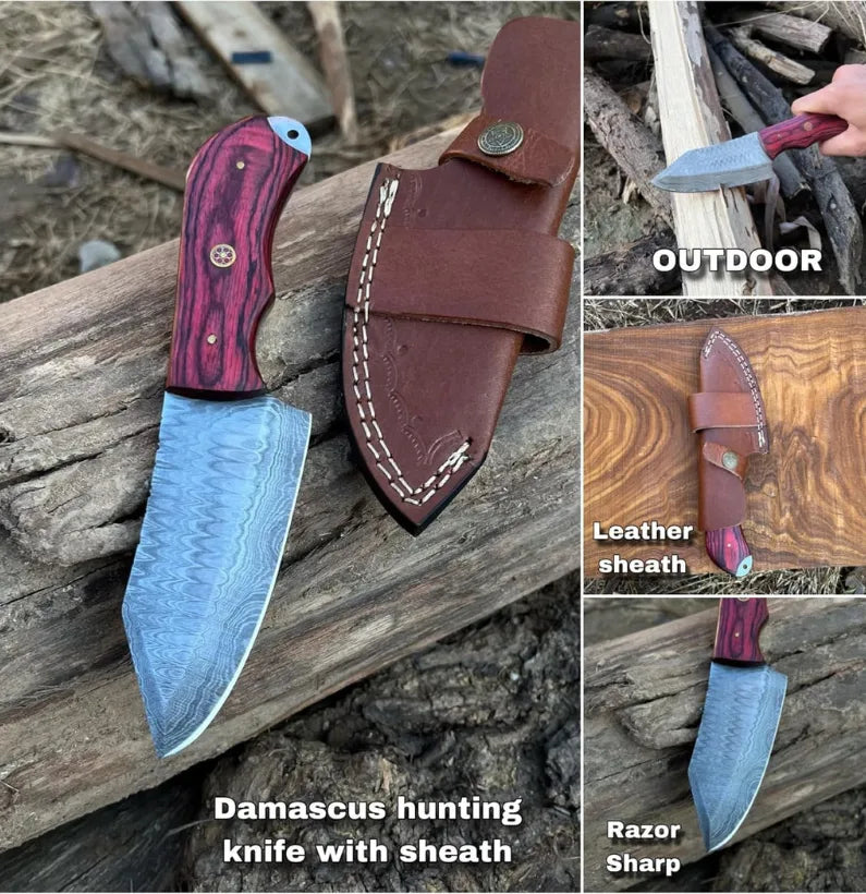 ForgeEdge 8″ Damascus Skinner – Fixed Blade Hunting & EDC Knife