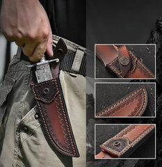 Forgefang Damascus Bowie – VG10 Core with Rosewood Grip