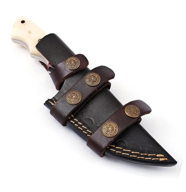 Handmade Tracker Knife – 8″ Full Tang Fixed Blade with Bone Handle