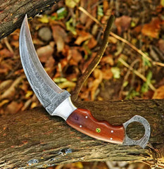 Handmade Damascus Steel Karambit Knife with Rosewood Handle