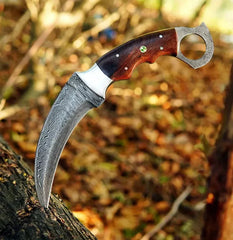 Handmade Damascus Steel Karambit Knife with Rosewood Handle