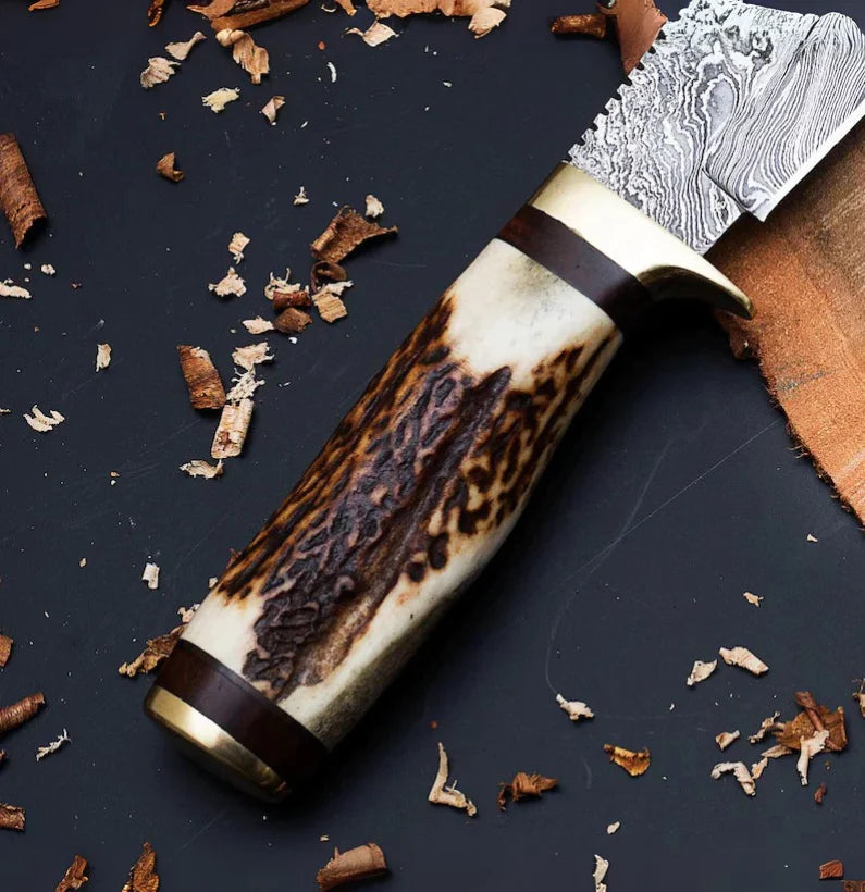 Handmade Knife with Deer Antler Handle
