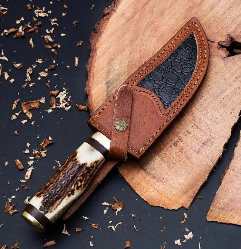 Handmade Knife with Deer Antler Handle